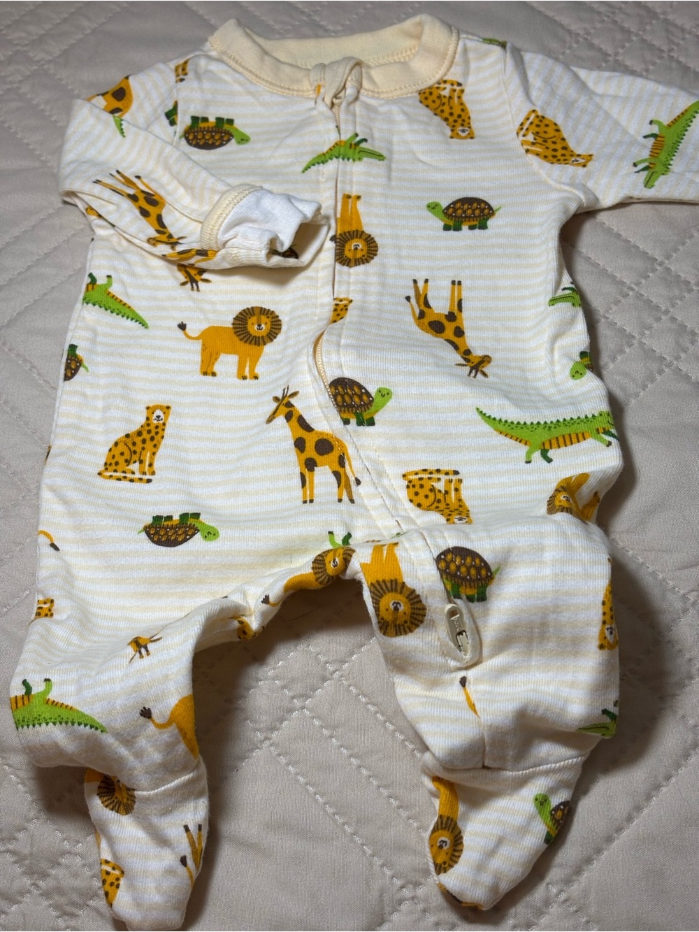 Old Navy Newborn Yellow Jungle Print One-Piece Footed